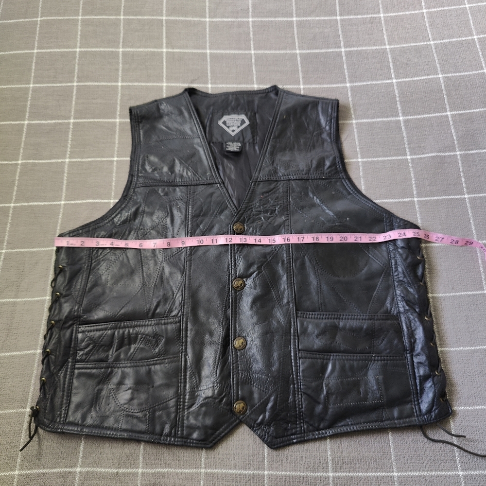 VINTAGE Buffalo Leather Biker Vest - Picture 3 of 13